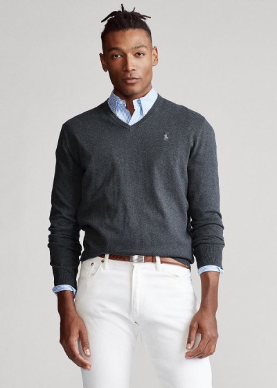 Men's Polo Ralph Lauren Cotton V-Neck Sweater | 984632XDC